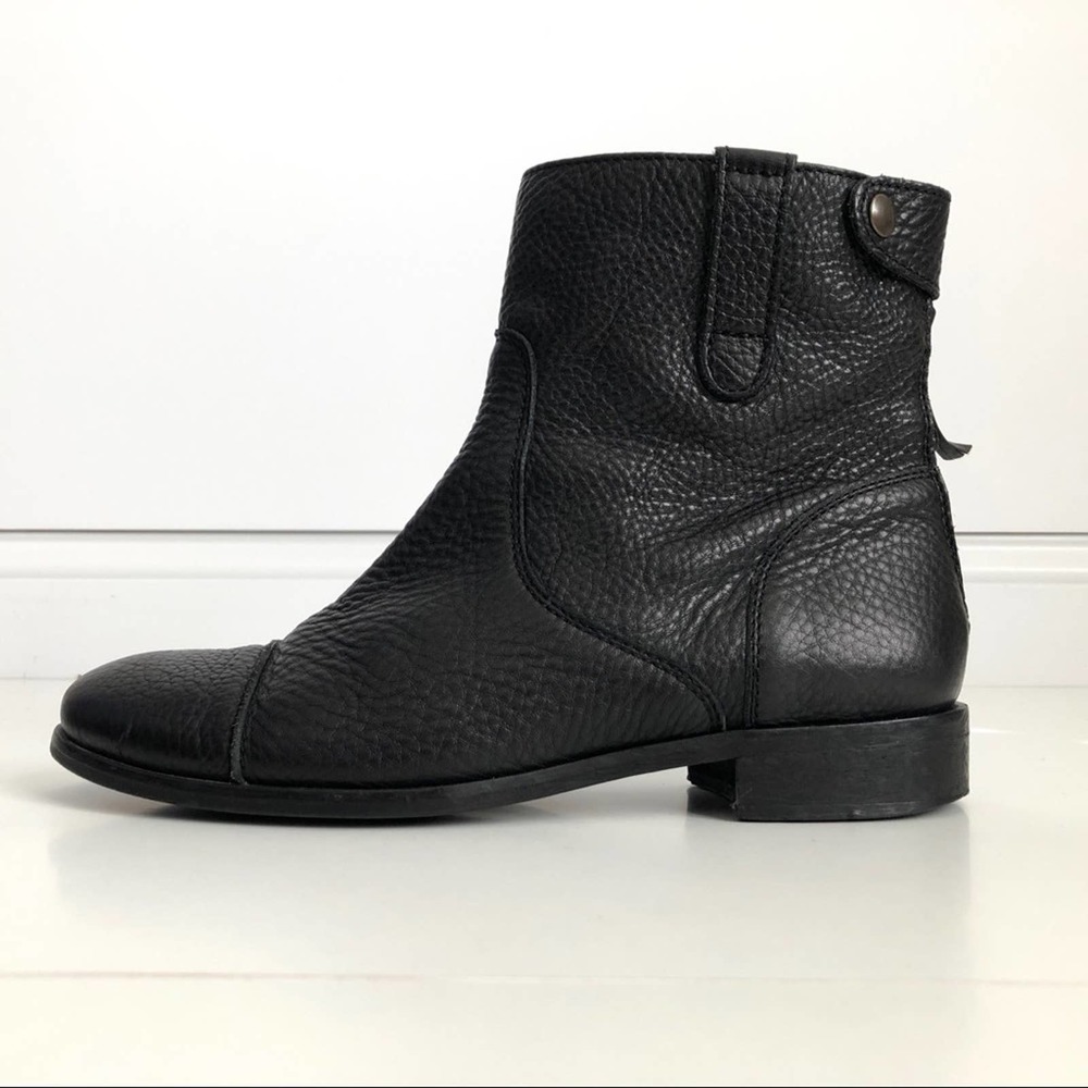 J.Crew Pebble Leather Ankle Booties Size 9 Black - Picture 5 of 9